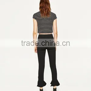 OEM Women Fashion Short Sleeve Blank Crop Tops Wholesale Cheap Blouses Custom Made in China thumbnail-5