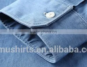Wholesale Denim Shirt for Mens Shirt Factory Cotton Washed BLUE Mens Denim Shirts thumbnail-5