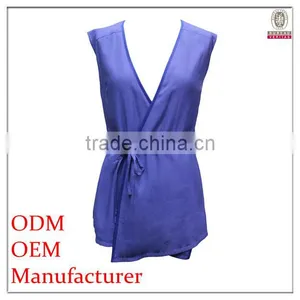 2014 Newly and Superior Quality Fashion Deep v Neck Sleeveless Sexy Down Blouse thumbnail-1