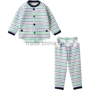 2017 Hot Sale Children Clothing New Design Wholesale Long Sleeve Cotton Pajamas the Striped Cheap Pajamas for Kids thumbnail-2