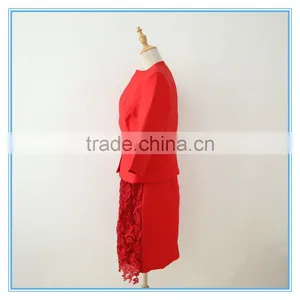 Latest Red Embroidery Lace Suit Dress For Women Wedding thumbnail-2