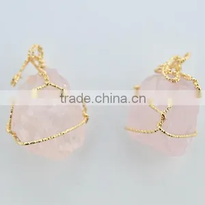 White Quartz Stone Pendant Charms Diy Wire Wrapped Quartz Pendant Jewelry Component 2016 thumbnail-4