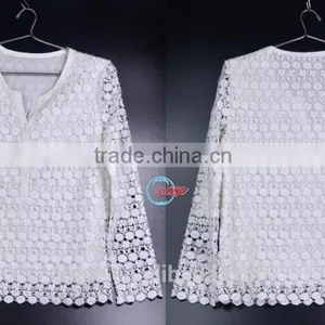 Hot Sale Summer Newest Lady's Lace Blouse ,crochet Lace Blouse thumbnail-1