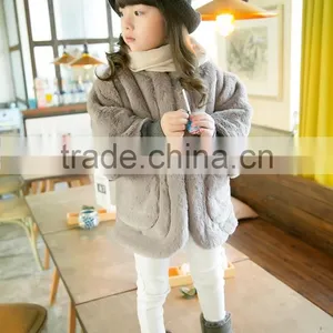 Girls Winter Coats Kids Faux Fur Jackets Children Outerwear Fashion Brand O-Neck Flower Decoration Clothing New 2016 thumbnail-4