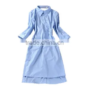 New Runway Fashion Women's Novelty Back V Open Asymmetrical Designer Shirt Dress Turn-down Collar OL Work Wear Camisa Feminina thumbnail-2