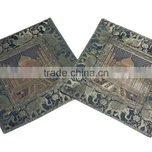 Decorative Accent Silk Pillows Brocade Taj Mahal Indian Square Cushion Covers thumbnail-2