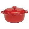Round Enameled Cast Iron Casserole in Red thumbnail-1