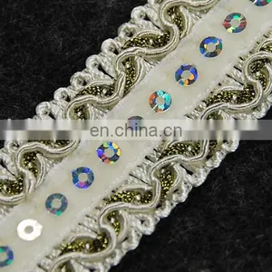 Wholesale Sequins Gold Lurex Lace Trim for Decorative thumbnail-2