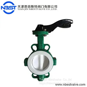 DN100 Full Lining Tetrafluorinated Butterfly Valve With PTFE Disc thumbnail-1