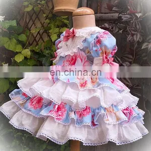 Baby GIrl Summer Flowers Turkey Vintage Spanish Lolita Princess Ball Princess Gown Dress for Girl Easter Birthday Party thumbnail-4