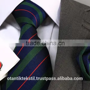 Blue Stripe Necktie Set, Pocket Square and Cufflink Set Neck Tie, Corbata, Gravate, Krawatte, Cravatta, Fashion Tie thumbnail-1