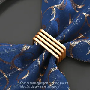 Factory Cheap Wholesale Wedding Gold Spiral Square Napkin Ring thumbnail-2