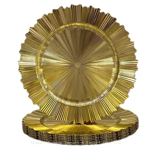 13 Inches Gold Charger Plates Plastic Modern Charger Plates for Wedding Event Decoration thumbnail-2