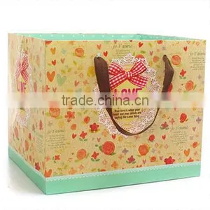 Khaki Lace Love Pattern Custom Paper Shopping Bag thumbnail-1