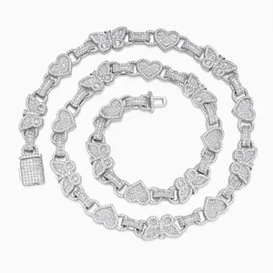 Shining Star Jewelry Hiphop Baguette Moissanite Butterfly Heart Chain Necklace thumbnail-3