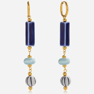 Geometric Gold/Silver Plated Stainless Steel Hoop Earrings for Couples thumbnail-1