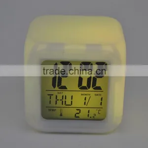 Hot Selling Seven Color Changing Alarm Clock, Square Clock thumbnail-2