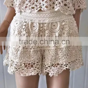 Embroidery Water Soluble Lace/cotton Lace Shorts for Girls in Summer thumbnail-2