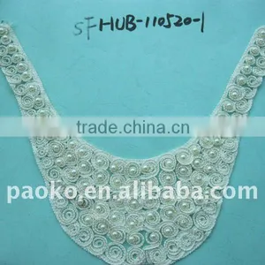 1 Piece Natural Collar Beaded Embroidered Long Applique Yoke Neckline thumbnail-1