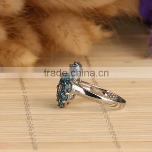2015 Hot Item Sterling Silver 925 Natural London Blue Topaz Ring Round Stone MOQ 30pcs thumbnail-4