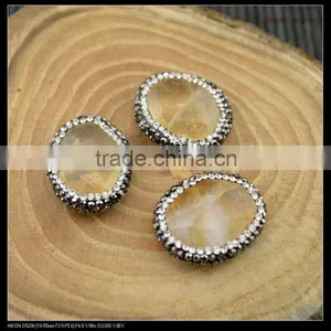 LFD-0035B Wholesale Natural Druzy Stone Pave Rhinestone Crystal Connector Beads Jewelry Finding thumbnail-2
