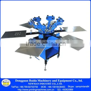6 Colour 6 Station Floor Standing Carousel Manual Screen Printing With Micro Registration and Aluminum Pallet thumbnail-3