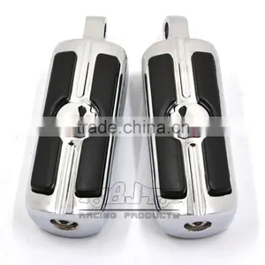 BJ-FP216-051 Chrome Billet Aluminum Foot Pegs Pedal for Serrated Harley Davidson Style thumbnail-3
