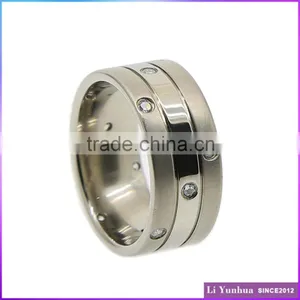 Stainless Steel Prong Setting Titanium Wedding Jewelry Rings With Stones thumbnail-1