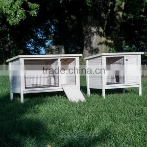 Outdoor White Wooden Rabbit Hutch thumbnail-3
