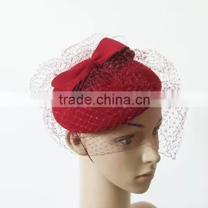 Dark Red Wool Wedding Fascinator thumbnail-1