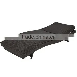 Space Saving Folding Legs Black Brown PE Rattan Wicker Outdoor Patio Pool Chaise Lounge Chair thumbnail-2