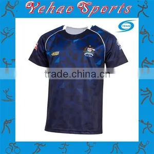 Full Sublimation Custom Made Rugby Jersey With Own Logos Dark Blue thumbnail-1