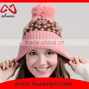 Trendy Animal Fur Ball Hat Fluffy Raccoon Pom Poms Knit Hat Jacquard Beanies thumbnail-3