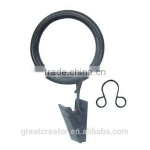 Matt Black Metal Curtain Ring W/Clip And Eyelet for 13mm/16mm/19mm Curtain Rod thumbnail-1