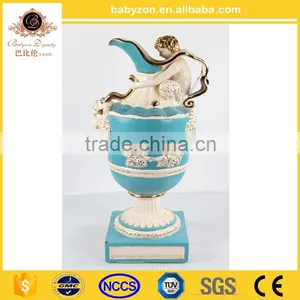 Babyzon Luxury Trophy, Home Decorative Items Ceramic Trophy Cup, Royal Blue Series Trophy thumbnail-1