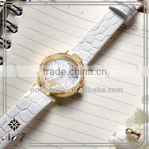 Gold Folwer Leather Shellfish Quartz Watch thumbnail-5