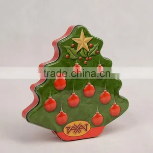 Christmas Tree Shape With Embossing Tin Box for Christmas Gift thumbnail-2