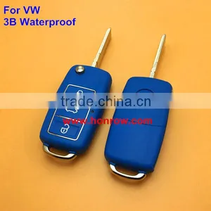 New Arriver 3 Button Waterproof vw Remote Key Blank With Blue Color Key Shell Colorful for vw Key thumbnail-1