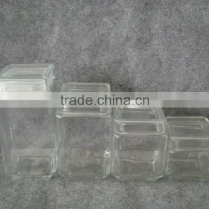 Clear Square Glass Jar With Glass Lid thumbnail-3