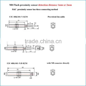 F&C M8 Sn1mm 12V-24V dc NPN Type Inductive Proximity Sensor With CE Quality Choice thumbnail-6