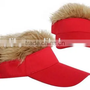 Custom Made Cotton Visor Cap With Fake Hair thumbnail-3