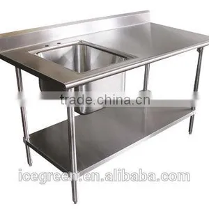 2-Tier Stainless Steel Table With Sink thumbnail-2