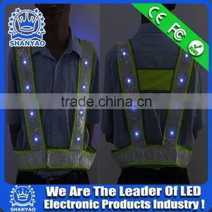 2016 Hot Selling LED Fluorescent Green Refletive Waistcoat For Road Safety At Night thumbnail-1