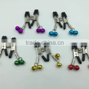 CTRJ-009 Flirting Silver Chain Clamps Shaking Multicoloured Bell Stimulate Papilla Clip Non-piercing Nipple Clip thumbnail-2