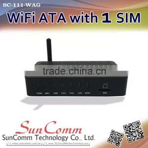 SC-111-WAG Wifi ATA With 1SIM, 1FXO, 1FXS, Wifi Hotspot, GSM, Multi-functional Gateway, WiFi AP thumbnail-1