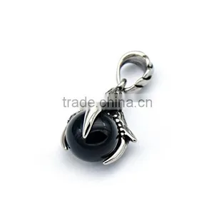 2017 Fashion Wholesale Jewelry Titanium Steel Biker Sharp Paw With Round Black Stone Pendant MJ Jewelry thumbnail-3