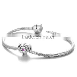 X284 Wholesale Micro Crystal Paved Charm,925 Sterling Silver Heart Charms With Angel Wing thumbnail-3