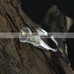 925 Sterling Silver Piezoelectric Crystal Horse Shoe Louts Ring Adjustable Ring Jewelry Supplise 6260557 thumbnail-3