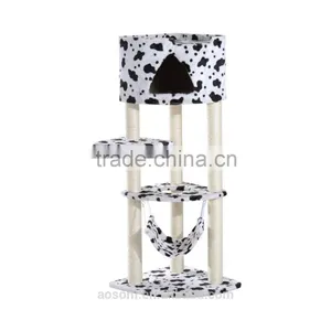 Pawhut 51" Multi-Level Cat Tree Tower - Black/White thumbnail-2