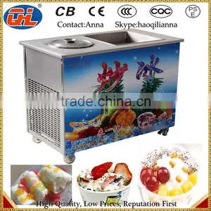 2015 Flat Pan Frozen Yogurt Real Fruits Stir Ice Cream Rolls Machine thumbnail-3